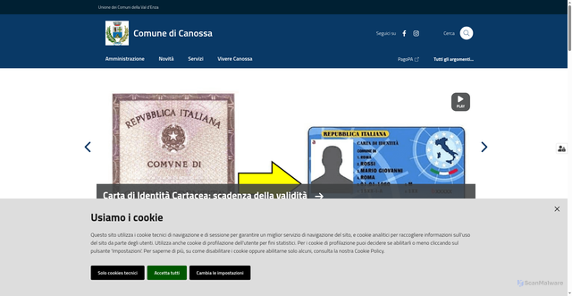 Security scan screenshot of https://www.comune.canossa.re.it/