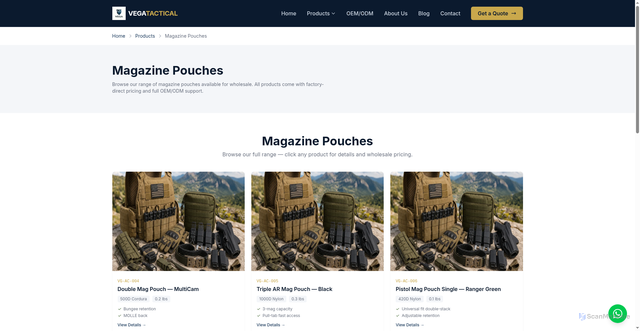 Security scan screenshot of https://vegatactical.pages.dev/products/tactical-accessories/magazine-pouches/