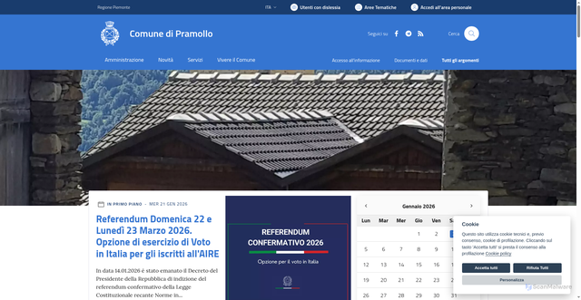 Security scan screenshot of https://www.comune.pramollo.to.it/