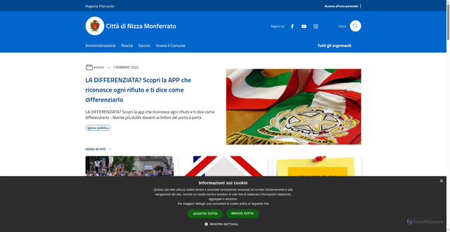 Security scan screenshot of https://www.comune.nizza.at.it