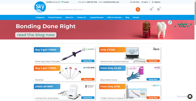 Security scan screenshot of https://www.dentalsky.com