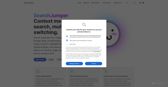 Security scan screenshot of https://search.hoothin.com