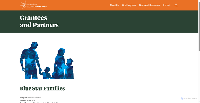 Security scan screenshot of https://thelmtif.org/grantees/blue-star-families/