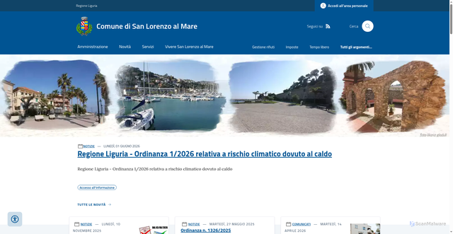 Security scan screenshot of https://www.comune.sanlorenzoalmare.im.it