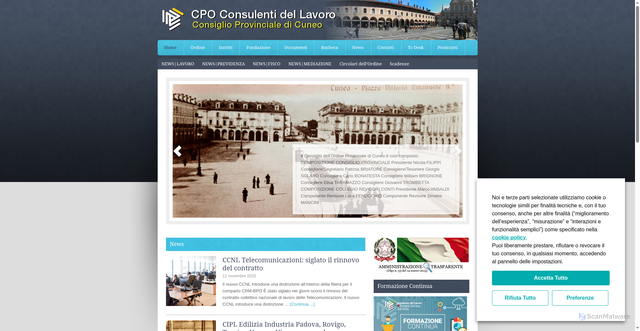 Security scan screenshot of https://www.cdlcuneo.it/