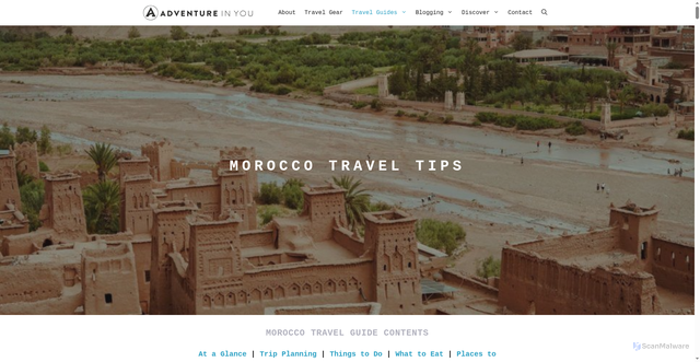 Security scan screenshot of https://www.adventureinyou.com/travel-guides/morocco-travel-tips/