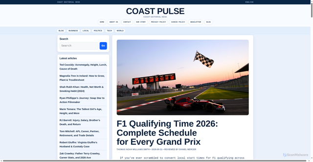 Security scan screenshot of https://coastpulse.org/blog/f1-qualifying-time-2026-schedule/