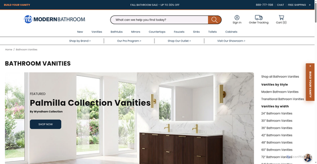 Security scan screenshot of https://www.modernbathroom.com/pages/bathroom-vanities?srsltid=AU7gw4W7YG70cjLIktT674WmVQI1y7pxI_O4alFPxNWj8GRZX2cFSHTE