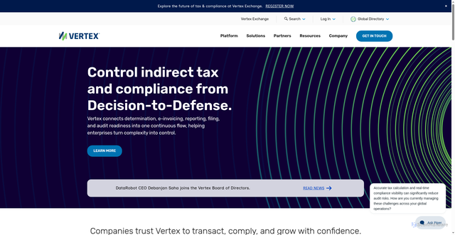 Security scan screenshot of https://go.vertexinc.com