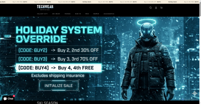 Security scan screenshot of https://techwearofficial.com/