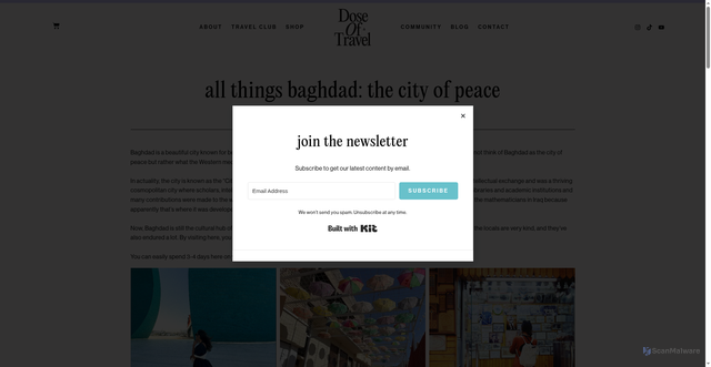 Security scan screenshot of https://doseoftravel.co/all-things-baghdad-the-city-of-peace/