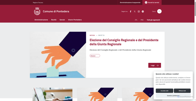 Security scan screenshot of https://www.comune.pontedera.pi.it/