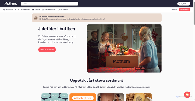 Security scan screenshot of https://www.mathem.se/