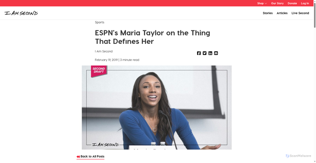 Security scan screenshot of https://blog.iamsecond.com/espns-maria-taylor