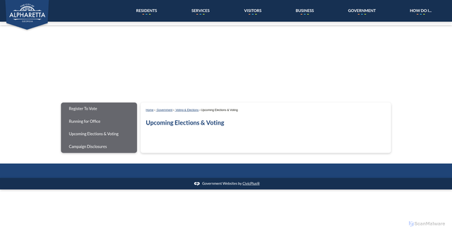 Security scan screenshot of https://www.alpharetta.ga.us/359/Upcoming-Elections-Voting