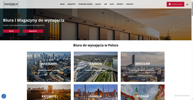 Security scan screenshot of https://spacefinder.pl