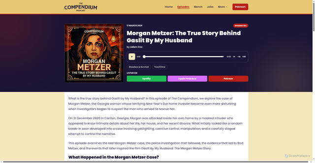 Security scan screenshot of https://www.thecompendiumpodcast.com/episodes/morgan-metzer-the-true-story-behind-gaslit-by-my-husband