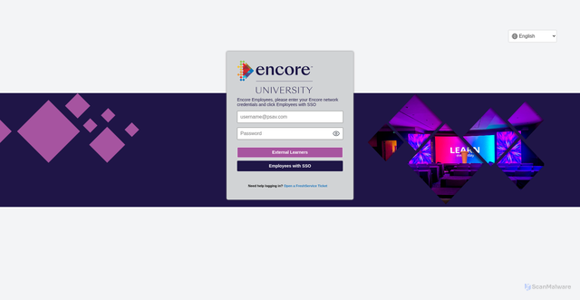 Security scan screenshot of https://encoreuniversity.csod.com
