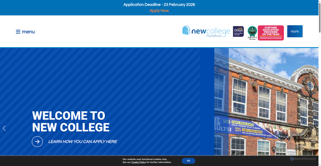 Security scan screenshot of https://ncpontefract.ac.uk/