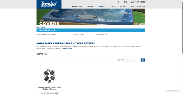 Security scan screenshot of https://online.thermospas.com/Hot-Tub-Covers-s/2.htm