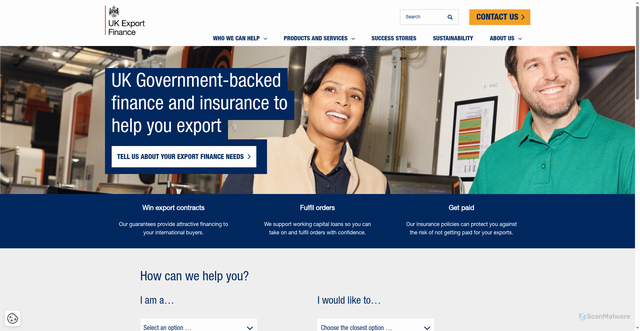 Security scan screenshot of https://www.ukexportfinance.gov.uk