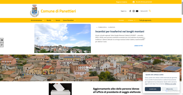 Security scan screenshot of https://www.comune.panettieri.cs.it/