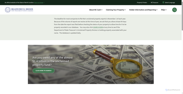 Security scan screenshot of https://www.nccash.gov/