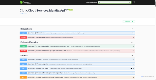 Security scan screenshot of https://identity-direct-eastus-release-a.citrixworkspacesapi.net
