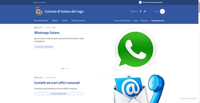 Security scan screenshot of https://www.comune.soianodellago.bs.it