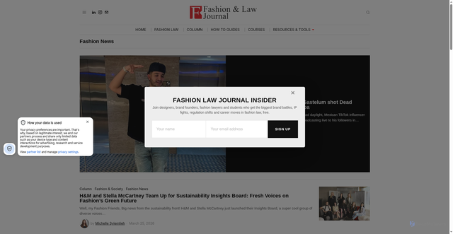Security scan screenshot of https://fashionlawjournal.com/category/fashion-news/