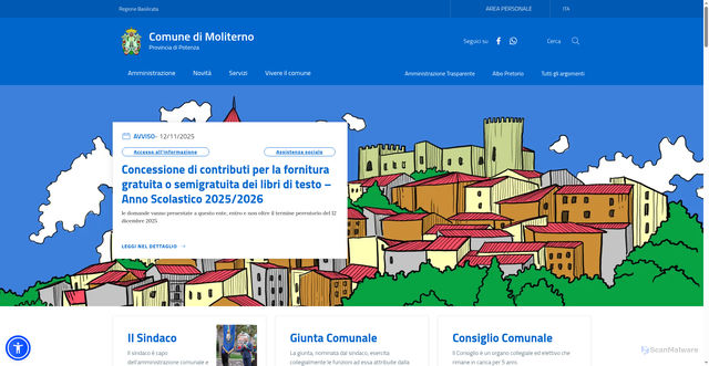 Security scan screenshot of https://www.comune.moliterno.pz.it/