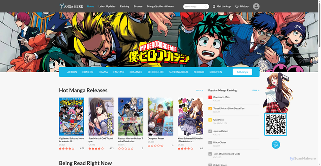 Security scan screenshot of https://test.mangahere.cc