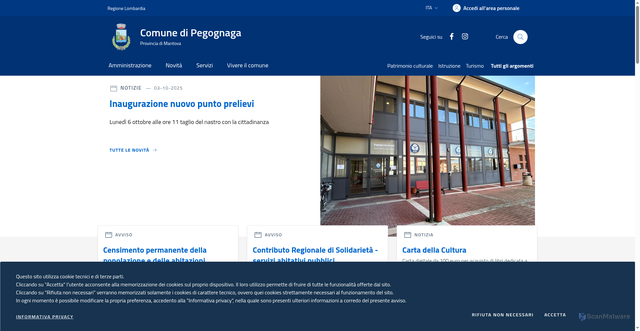 Security scan screenshot of https://www.comune.pegognaga.mn.it/