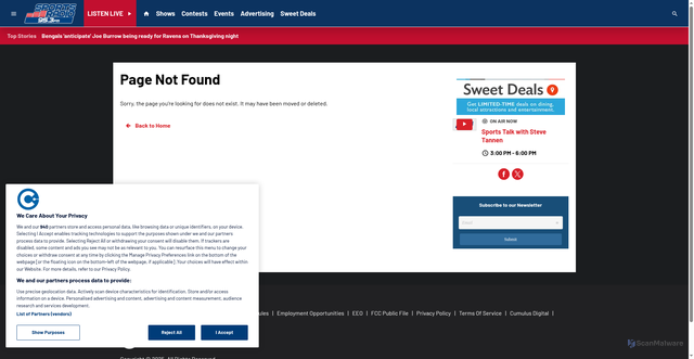 Security scan screenshot of https://www.953thescore.com/2025/11/17/commanders-release-pk-matt-gay/