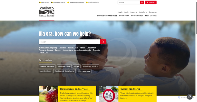 Security scan screenshot of https://www.waikatodistrict.govt.nz/