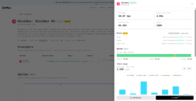 Security scan screenshot of https://zenmux.ai/minimax/minimax-m3