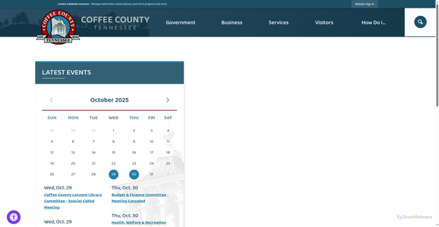 Security scan screenshot of https://coffeecountytn.gov/