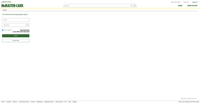 Security scan screenshot of https://mcmaster.com