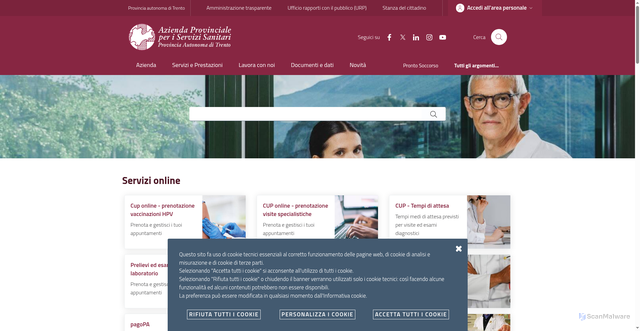 Security scan screenshot of https://www.apss.tn.it/