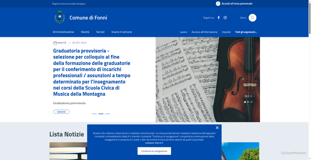 Security scan screenshot of https://comune.fonni.nu.it/