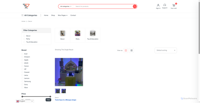 Security scan screenshot of https://maraseq.com/product-category/decor/