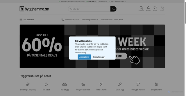 Security scan screenshot of https://www.bygghemma.se/
