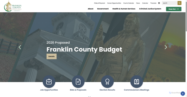 Security scan screenshot of https://www.franklincountypa.gov/