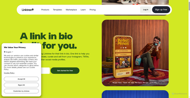 Security scan screenshot of https://auth.linktr.ee