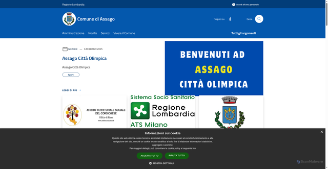 Security scan screenshot of https://www.comune.assago.mi.it/it