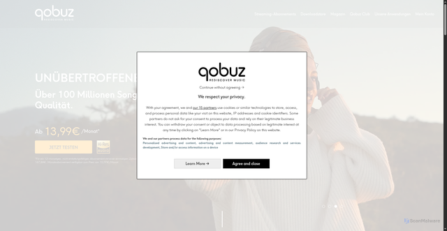Security scan screenshot of https://qobuz.com