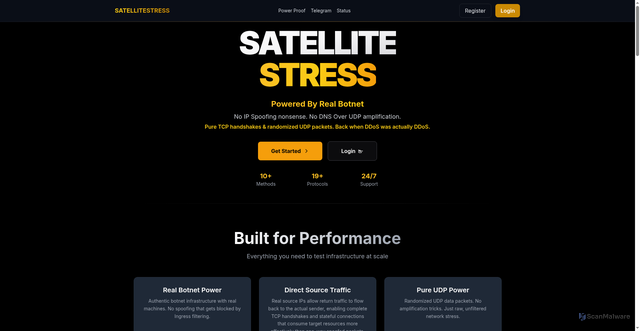 Security scan screenshot of https://satellitestress.st