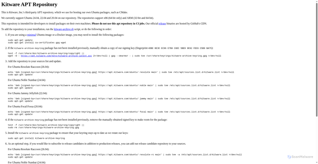 Security scan screenshot of https://apt.kitware.com