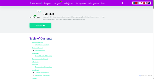 Security scan screenshot of https://casino-apps.nz/casino/katsubet/