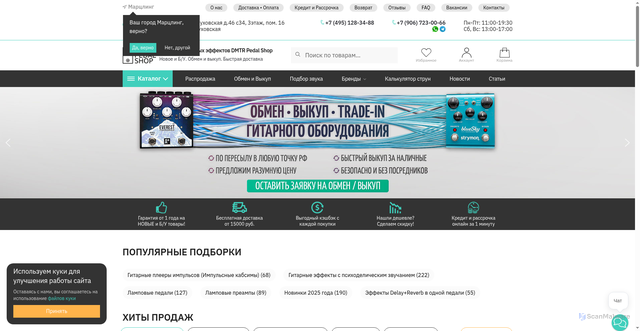 Security scan screenshot of https://dmtrpedals.ru